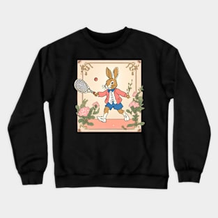 Tennis Balling by a Vintage Rabbit Tennis Player Crewneck Sweatshirt